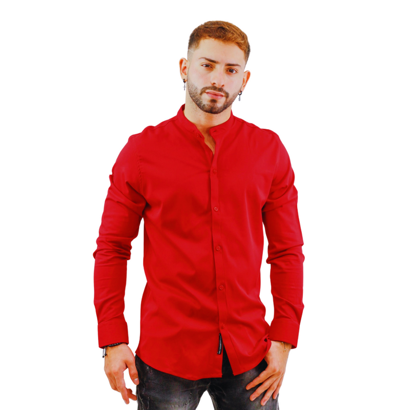 Camisa Manga larga unicolor cuello  mao - ShirtStyleElegant - Más elegancia y estilo para su vida diaria